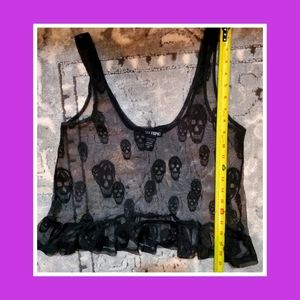 Hot Topic mesh skulls crop top